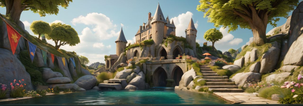 08870-3703655560-isometric 3d art of floating rock citadel, cobblestone, flowers, verdant, stone, moss, fish pool, (waterfall_1.2), cottage, hype.jpg